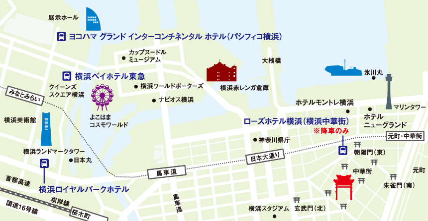 Minato Mirai Area Hotels Map