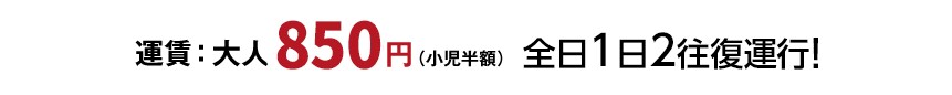 運賃：大人800円（小児半額）　全日2便