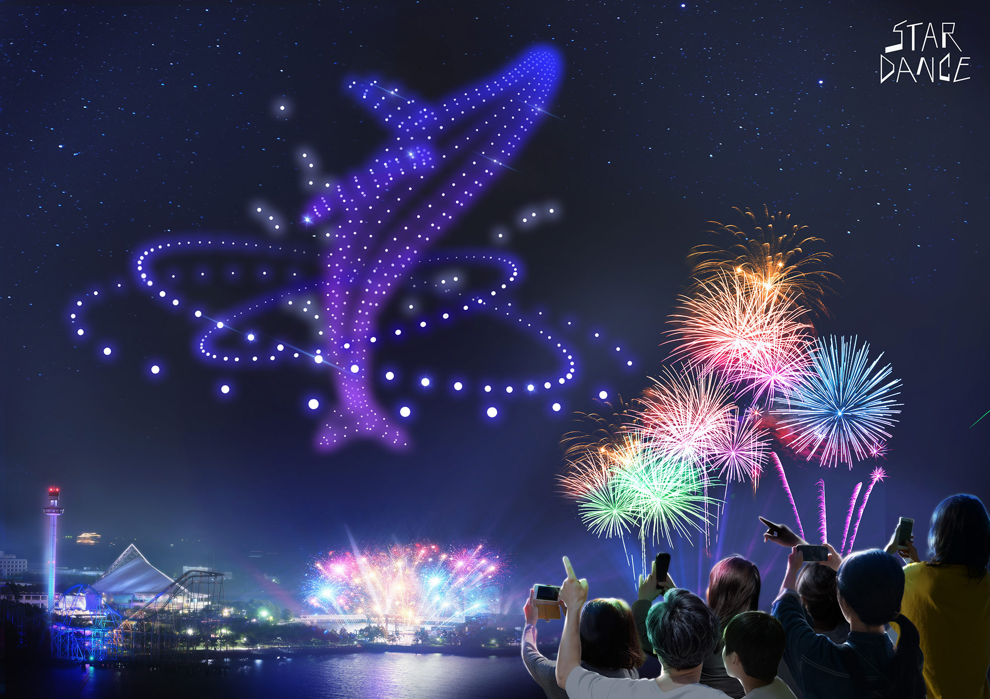 星と1000機の光が織りなす日本初のドローンショー